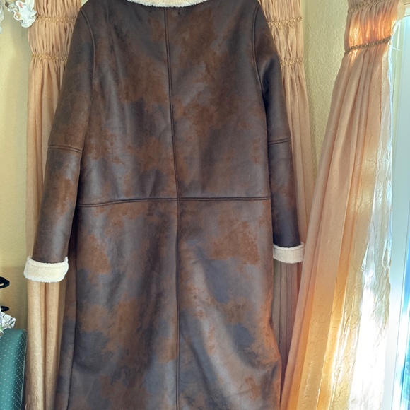 Frye Faux Leather and Fleece Double Breasted Coat - Picture 6 of 8